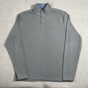 Johnnie O Pullover Mens M Gray Snap Button Stretch Lightweight Long Sleeve Golf
